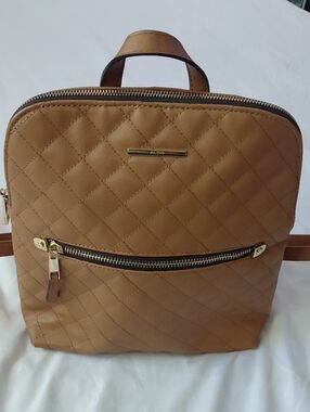 Aldo Quilted Light Camel Brown Mini Backpack